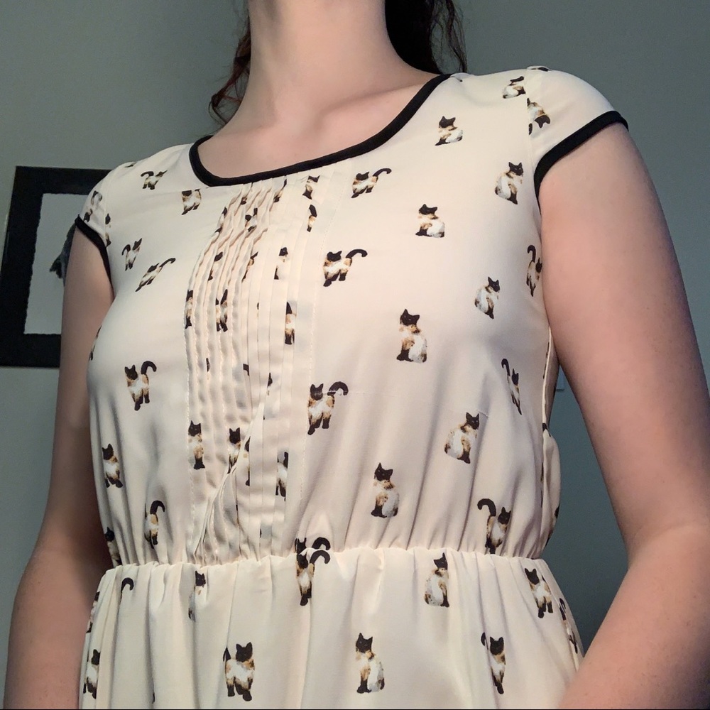 Cute Cream Cat Dress